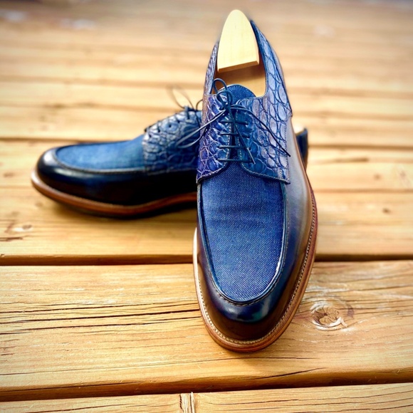 Maison Koly X Bonafe Solinta Derby Crocodile Denim Museum navy - Picture 4 of 4